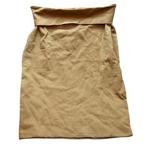 Simlu Bodycon Skirt‎ Womens Large High Fold Over Waist Stretch Bodycon Tan